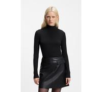 HUGO Rollneck top in ribbed stretch jersey with metallic logo - Style Driza_4, 50571245 Black S