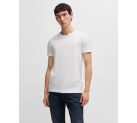 HUGO Round Mens Two-Pack of Slim-Fit T-Shirts in Stretch Cotton NOS - White 100