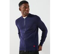 HUGO San Jaque-C Regular Fit Bomber Zip Knitted Cardigan - Navy, Navy, Size L, Men Navy