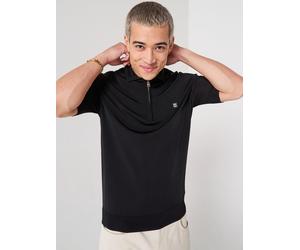 HUGO Sayfong-4 Zip Neck Stacked Logo Knitted Polo Shirt, Black, Size L, Men Black