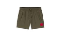 HUGO Schnell Trocknende Badeshorts Mit Rotem Logo-Label