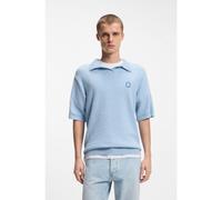 HUGO Short-sleeved oversized-fit sweater in cotton-blend towelling - Style Sorinou, 50557340 Light Blue XXL
