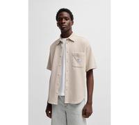 HUGO Short-sleeved shirt in a waffle-structured cotton blend - Style Ebronn, 50540316 Light Beige S
