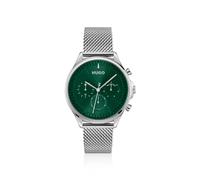 HUGO Silver-tone watch with green dial - Style #SMASH MULTI, 58244986 Silver tone pcs.