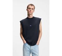 HUGO Mens Navertz Sleeveless Cotton-Jersey T-Shirt with Blue Logo Label