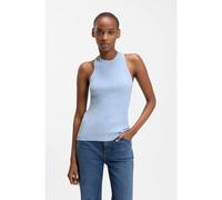 HUGO Sleeveless racer-back top in ribbed crepe fabric - Style Sarepla, 50539890 Light Blue XS