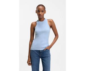 HUGO Sleeveless racer-back top in ribbed crepe fabric - Style Sarepla, 50539890 Light Blue XS