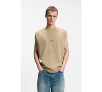 HUGO Sleeveless T-shirt in cotton jersey with logo patch - Style Navertz, 50509773 Beige M