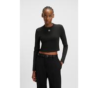HUGO Slim-fit jersey top with embroidered stacked logo - Style Dafilomena_3, 50518378 Black S