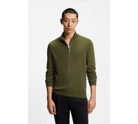 HUGO Slim-fit knitted jacket in cotton with logo detail - Style San Jacomo-C, 50553606 Olive XL