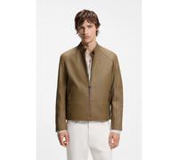 HUGO Slim-fit racer jacket in smooth leather - Style Likos, 50564039 Beige XL