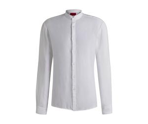 HUGO Slim-fit shirt in linen canvas - Style Elvory, 50490740 White XS