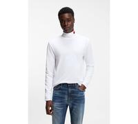 HUGO Slim-fit T-shirt in cotton with logo mock neckline - Style Derollo224_IN, 50568715 White S