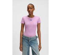 HUGO Slim-fit T-shirt in ribbed stretch cotton with logo - Style Easy Tee_B, 50523924 Pink S