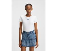HUGO Slim-fit T-shirt in ribbed stretch cotton with logo - Style Easy Tee_B, 50523924 White XXL