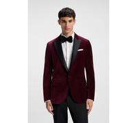 HUGO Slim-fit tuxedo jacket in cotton velvet - Style Henry254E1X, 50549032 Dark Red 42R