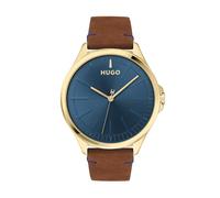HUGO #SMASH Brown Leather Strap Watch