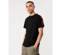 Hugo Sporty Logo Tape Mens Loungewear T-Shirt - Black Cotton - Size Medium