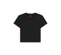 HUGO Stacked-Logo Cropped Slim-fit T-Shirt in A Cotton Blend Black
