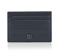 Hugo, Stacked Logo Leather Credit Card Case, Navy Zone, One Size