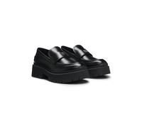 HUGO Stacked-logo loafers in faux leather - Style Kris_Loafer_brspu, 50557736 Black 5