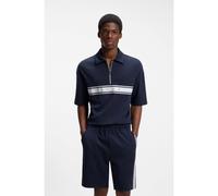 HUGO Stretch-cotton polo shirt with logo tape - Style NAUTIX ZIP POLO, 50566157 Dark Blue XXL