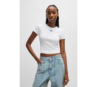 HUGO Stretch-cotton slim-fit T-shirt with blue logo label - Style Baby Tee_B, 50510749 White L