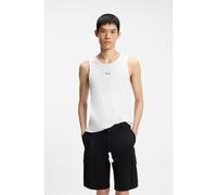 HUGO Stretch-cotton slim-fit tank top with contrast logo - Style Dapota, 50563744 Natural