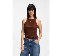HUGO Stretch-cotton tank top with blue logo label - Style Easy Tank_B, 50508857 Brown XS