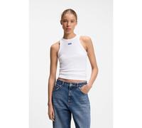 HUGO Stretch-cotton tank top with blue logo label - Style Easy Tank_B, 50508857 White M