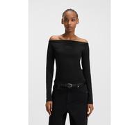 HUGO Stretch-cotton top with rhinestone logo - Style Dolder_B, 50546931 Black XS