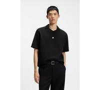 HUGO Structured cotton-blend polo shirt with Johnny collar - Style Dabino, 50563041 Black XXL