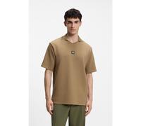 HUGO Structured cotton-blend polo shirt with Johnny collar - Style Dabino, 50563041 Brown XS