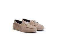 HUGO Suede boat shoes with stacked logo - Style Mystie_Mocc_sd, 50563548 Light Brown 6