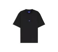 HUGO Mens Nieros Cotton-Jersey T-Shirt with Logo Badge Black