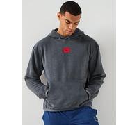 HUGO Terry-fleece hoodie with red logo label - Style TERRY hoodie, 50549848 Dark Grey L
