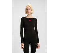 HUGO Thermal slim-fit top with red logo label - Style LS-SHIRT THERMAL, 50486081 Black XS