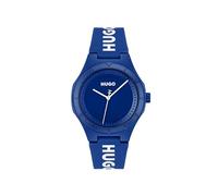 HUGO Three Hand Quartz Movement Watch for Men #LIT Collection with Blue Silicone Bracelet - 1530414