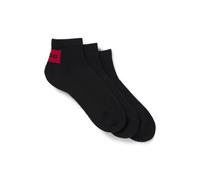 HUGO Three-pack of ankle socks with red logo labels - Style 3P SH RIB LABEL CC, 50541597 Black 5.5-8