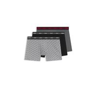HUGO Three-pack of boxer briefs with repeat-logo waistbands - Style BOXER BR PLANET DES, 50545674 Black / Grey L