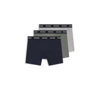 HUGO Three-pack of branded boxer briefs in stretch cotton - Style BOXERBR TRIPLET PACK, 50532613 Blue / Grey M