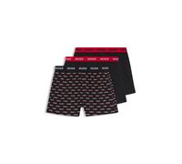 HUGO Three-pack of cotton boxer shorts with logo waistbands - Style WOVEN BOXER TRIPLET, 50532565 Black / Red L