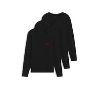 HUGO Long Sleeve T-Shirts LS-SHIRT RN TRIPLET - 3-Pack Cotton with Logos - Black Mens L