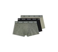 HUGO Three-pack of logo-waistband trunks in stretch cotton - Style TRUNK TRIPLET DESIGN, 50532550 Black / Green L