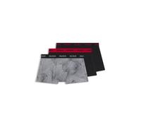 HUGO Three-pack of logo-waistband trunks in stretch cotton - Style TRUNK TRIPLET DESIGN, 50532550 Black / Grey XL