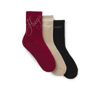 HUGO Three-pack of quarter-length socks - Style 3P QS SHINY LOG CC W, 50567785 Patterned 5.5-8