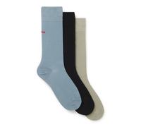 HUGO Three-pack of regular-length socks with logos - Style 3P RS UNI CC, 50493253 Beige / Black / Blue 5.5-8