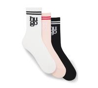 HUGO Three-pack of ribbed short socks with stacked logos - Style 3P QS SPORTYLOG CC W, 50553449 Patterned 5.5-8