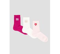 HUGO Three-pack Of Short-length Socks With Logo Details, Multi, Size 5.5-8, Women Print