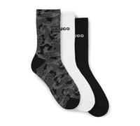HUGO Three-pack of short-length socks with logo details - Style 3P QS RIB CAMO CC, 50546476 White / Grey / Black 5.5-8